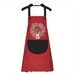 Adjustable Flower Rabbit Apron with Pockets for Chef Gardening Baking
