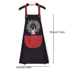 Adjustable Flower Rabbit Apron with Pockets for Chef Gardening Baking