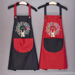 Adjustable Flower Rabbit Apron with Pockets for Chef Gardening Baking