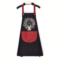 Adjustable Flower Rabbit Apron with Pockets for Chef Gardening Baking