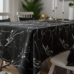 Marble Canvas Tablecloth - Cotton Linen Cover for Parties