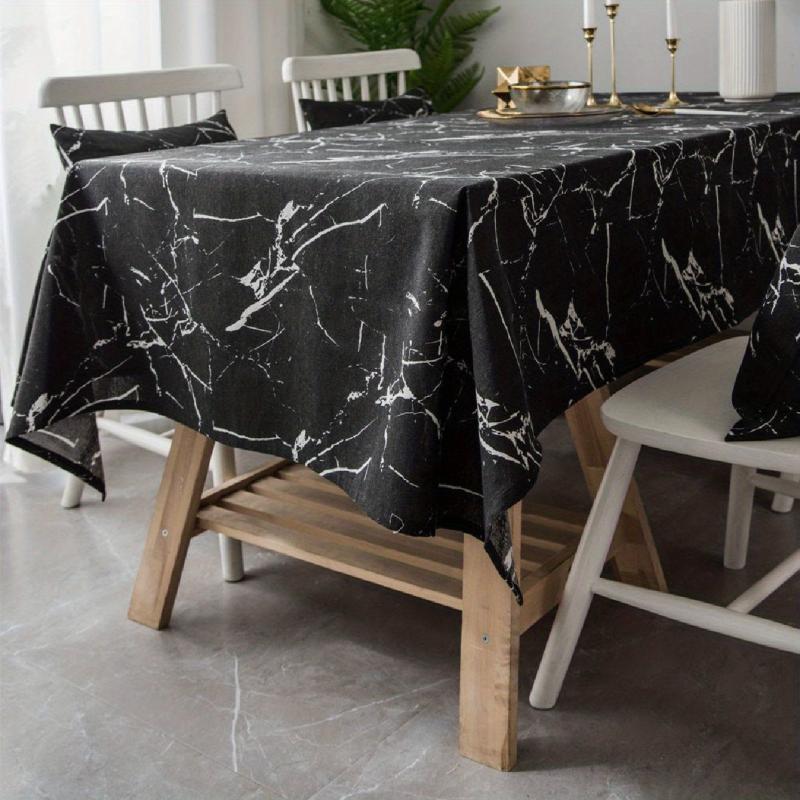 Marble Canvas Tablecloth - Cotton Linen Cover for Parties