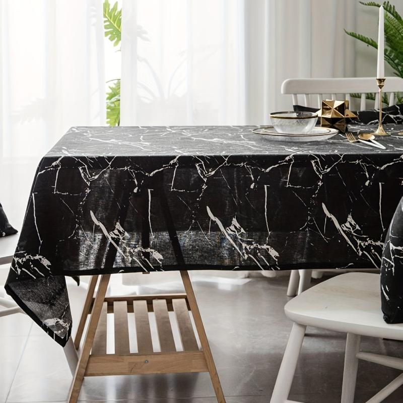 Marble Canvas Tablecloth - Cotton Linen Cover for Parties
