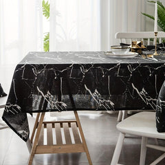 Marble Canvas Tablecloth - Cotton Linen Cover for Parties