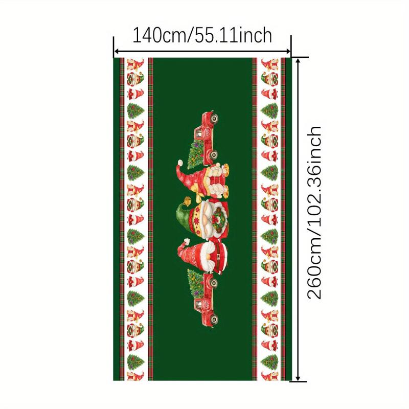 Polyester Tablecloth Merry Christmas Table Cover Truck Gnome Pattern Fab