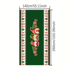 Polyester Tablecloth Merry Christmas Table Cover Truck Gnome Pattern Fab