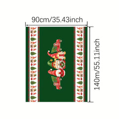 Polyester Tablecloth Merry Christmas Table Cover Truck Gnome Pattern Fab