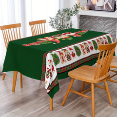Polyester Tablecloth Merry Christmas Table Cover Truck Gnome Pattern Fab