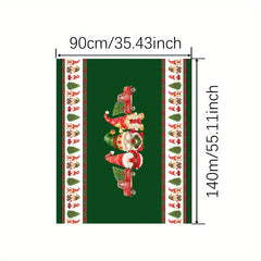 Polyester Tablecloth Merry Christmas Table Cover Truck Gnome Pattern Fab