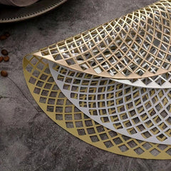 1pc Woven Hollow Place Mat PVC Anti-scalding Table Mat