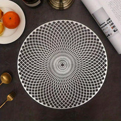 1pc Woven Hollow Place Mat PVC Anti-scalding Table Mat