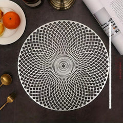 1pc Woven Hollow Place Mat PVC Anti-scalding Table Mat