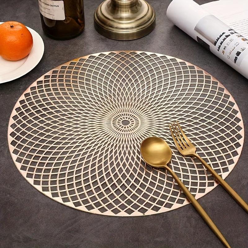 1pc Woven Hollow Place Mat PVC Anti-scalding Table Mat