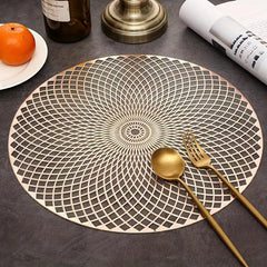 1pc Woven Hollow Place Mat PVC Anti-scalding Table Mat