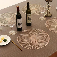 1pc Woven Hollow Place Mat PVC Anti-scalding Table Mat