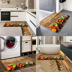 2pcs Boho Anti Fatigue Kitchen Rug Absorbent Non Slip Comfort Mat