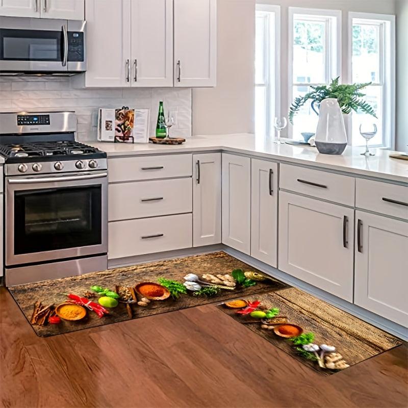 2pcs Boho Anti Fatigue Kitchen Rug Absorbent Non Slip Comfort Mat
