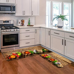 2pcs Boho Anti Fatigue Kitchen Rug Absorbent Non Slip Comfort Mat