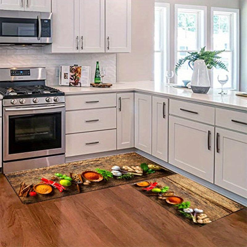 2pcs Boho Anti Fatigue Kitchen Rug Absorbent Non Slip Comfort Mat