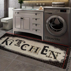 Vintage Print Kitchen Mat Anti Slip Polyester Carpet