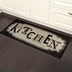 Vintage Print Kitchen Mat Anti Slip Polyester Carpet