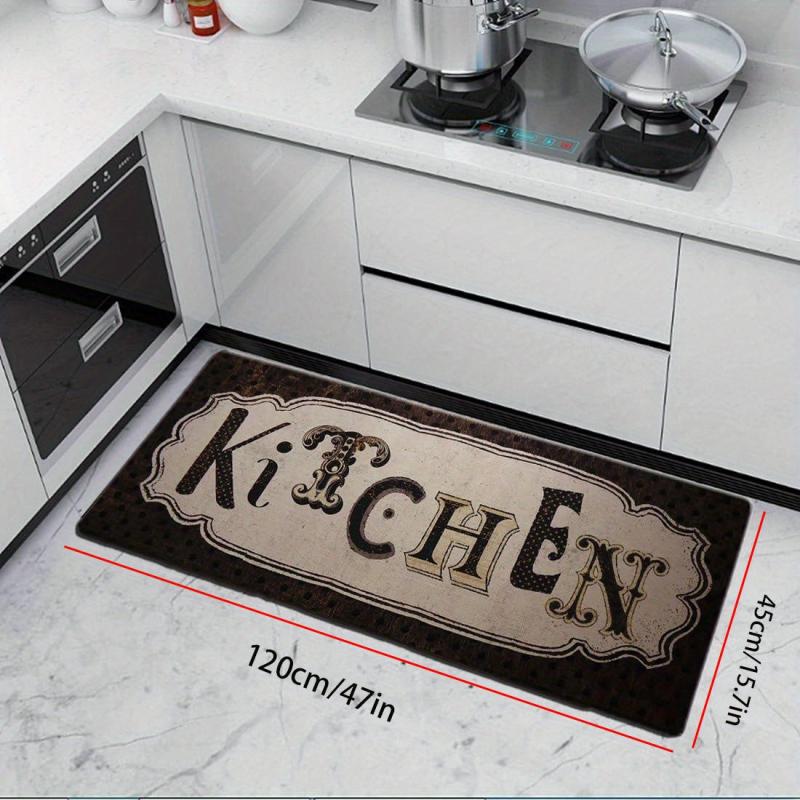 Vintage Print Kitchen Mat Anti Slip Polyester Carpet