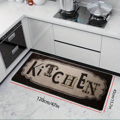 Vintage Print Kitchen Mat Anti Slip Polyester Carpet