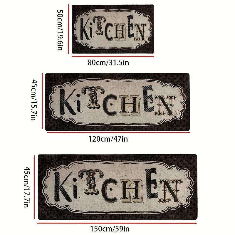 Vintage Print Kitchen Mat Anti Slip Polyester Carpet