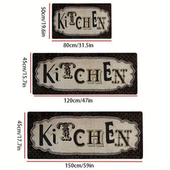 Vintage Print Kitchen Mat Anti Slip Polyester Carpet