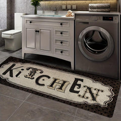 Vintage Print Kitchen Mat Anti Slip Polyester Carpet