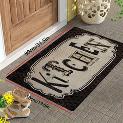 Vintage Print Kitchen Mat Anti Slip Polyester Carpet