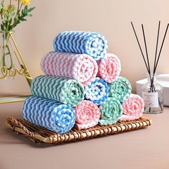 Water Ripple Dish Towel 10pcs Set Thickened Stain Non-stick 9.8in Square