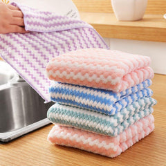 Water Ripple Dish Towel 10pcs Set Thickened Stain Non-stick 9.8in Square