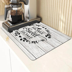 Letter Printed Dish Drying Mat Soft Rubber Non Slip Absorbent Coffee Machine Mat