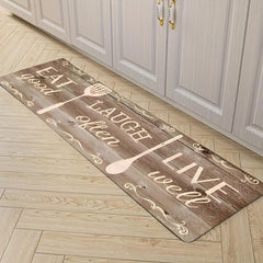Absorbent Non Slip Kitchen Rug Vintage Printed Stain Resistant Long Strip Floor