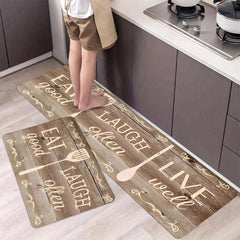 Absorbent Non Slip Kitchen Rug Vintage Printed Stain Resistant Long Strip Floor