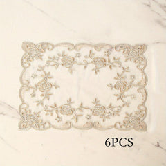 6pcs Lace Embroidery Dining Mat Table Decoration Mat