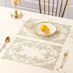 6pcs Lace Embroidery Dining Mat Table Decoration Mat
