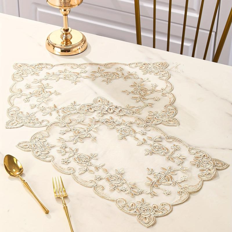 6pcs Lace Embroidery Dining Mat Table Decoration Mat