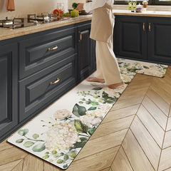 Floral Kitchen Mat Cushioned Anti Fatigue Comfort Mat Non Slip Kitchen Rugs Set