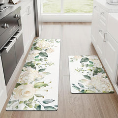Floral Kitchen Mat Cushioned Anti Fatigue Comfort Mat Non Slip Kitchen Rugs Set