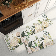 Floral Kitchen Mat Cushioned Anti Fatigue Comfort Mat Non Slip Kitchen Rugs Set