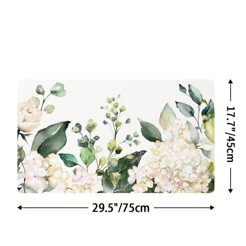 Floral Kitchen Mat Cushioned Anti Fatigue Comfort Mat Non Slip Kitchen Rugs Set