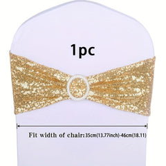 1pc Sequin Stretchy Spandex Bands Chair Sashes Christmas Decor