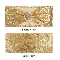 1pc Sequin Stretchy Spandex Bands Chair Sashes Christmas Decor