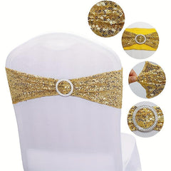 1pc Sequin Stretchy Spandex Bands Chair Sashes Christmas Decor