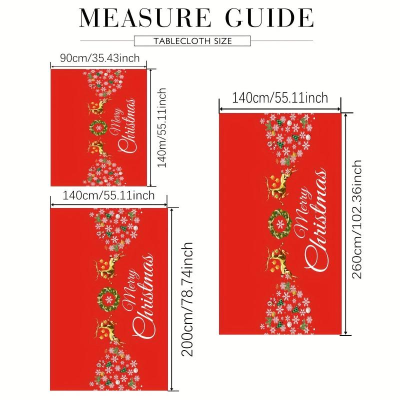 Christmas Table Cloth Deer Snowflake Pattern Holiday Decoration