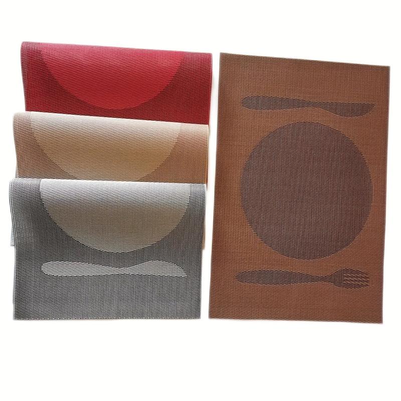 Set Of 6 Printed PVC Woven Placemats Anti-fouling Table Mats
