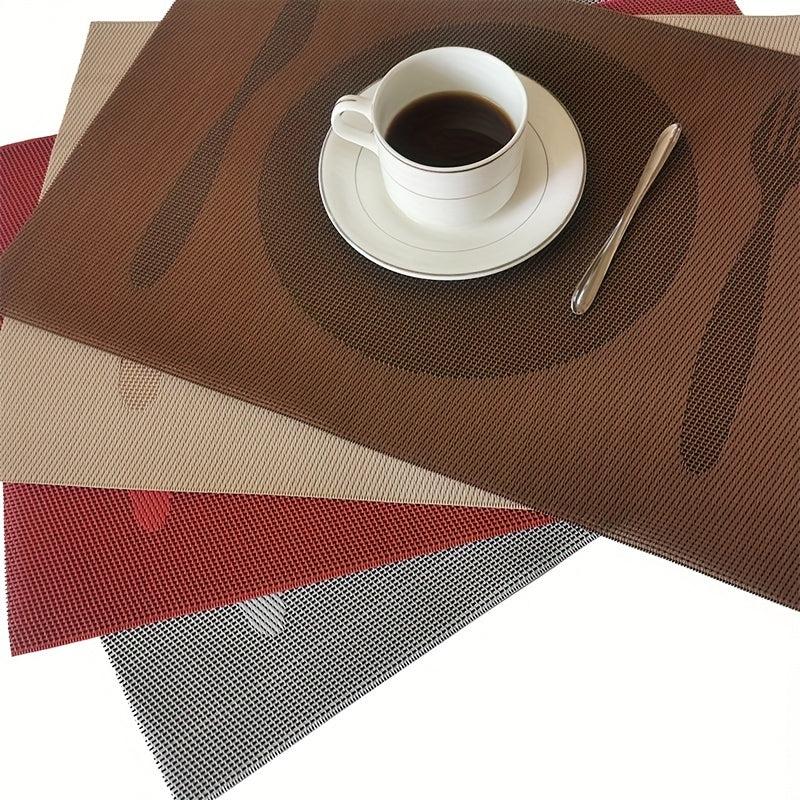 Set Of 6 Printed PVC Woven Placemats Anti-fouling Table Mats