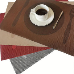 Set Of 6 Printed PVC Woven Placemats Anti-fouling Table Mats